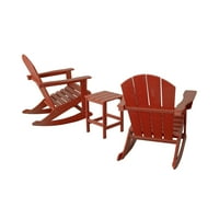 3-dijelne stolice za ljuljanje za vanjsku terasu s bočnim stolom, crvene