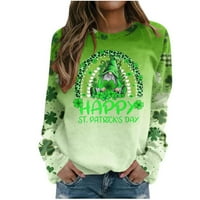 Binmer Women Twichirt St. Patrick's Day Fashion Tiskana labava bluza dugih rukava okrugli vrat casual pulover