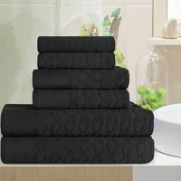 6-dijelni set crnih ručnika od turskog pamuka s žakardom od riblje kosti