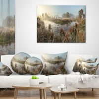 Designart Frosty trava na stranu River Panorama - Jastuk za tiskani pejzaž - 12x20