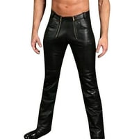 ; muške casual kožne hlače s patentnim zatvaračem velike veličine, kožne hlače širokog kroja, hlače za spavaću