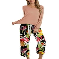 Dame luk cvjetni print pidžama postavlja žene labave noćne odjeće dugi rukavi zabava elastični struk vrećica za