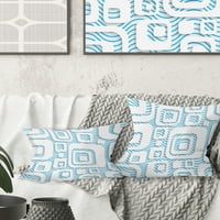 DesignArt 3D bijeli i plavi uzorak I 'Moderni jastuk za bacanje u sredini stoljeća - 12x20