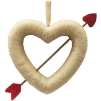 Valentinovo za uređenje interijera 13 vijenac od srca od burlapa, svijetlosmeđi