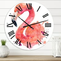 Designart 'Portret ružičaste Flamingo I' Zidni sat seoske kuće
