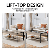 Mart Industrial Lift TOP stol za kavu sa skrivenim odjeljkom, sivo