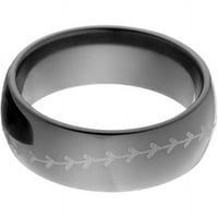 Polukružni crni cirkonijev prsten s bejzbolskim laserskim šavom oko prstena