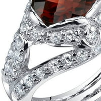 prsten od crvenog granata ovalnog oblika 2 karata s kubičnim cirkonijem od čistog srebra