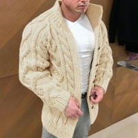 Božićni ugovori aoochasliy muški kaputi vanjska odjeća trendovska topla boju u boji vuna pleteni džemper kardigan