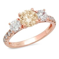 2. dijamant okruglog reza s imitacijom prozirnog dijamanta od ružičastog zlata od 18 karata s naglascima prsten