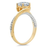 1. dijamant okruglog reza s imitacijom prozirnog dijamanta od bijelog i žutog zlata od 18 karata s umetcima prsten