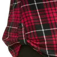 Bluza od čipkastog jarma na leđima za juniorke u donjem rublju, Karirana bluza sa Zasukanim rukavima