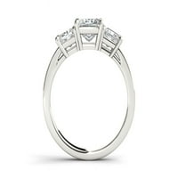 Zaručnički prsten od bijelog zlata od 14 karata s dijamantom princeza s tri kamena princeza