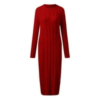 Žene moda labave velike veličine kaputa Čvrsta boja Dugi rukavi džemper haljina za ženski džemper haljina crvena