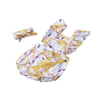 BMNMSL novorođenčad djevojke leptir rukav Romper+traka za glavu set dojenčadi odjeća