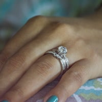 Dvobirch kruna nadahnuta Half Halo Wedding Wedding Renhiner u Sterling Silver s crnim dijamantima