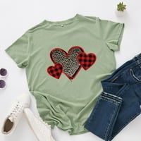 Casual majice za žene, ženske majice s kratkim rukavima i printom srca za Valentinovo, bluza, Zelena Majica, e-mail