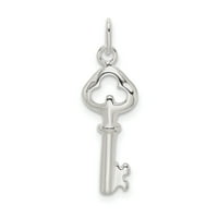 Karat u karats sterling srebro polirani ključ privjesak privjesak s ogrlicom lanca srebrnog konopa 18 ''