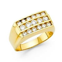 Nakit Muški modni jubilarni prsten od 14k žutog zlata s kubičnim cirkonijem, Veličina 8