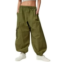 Ženske casual teretne hlače Plus Size s elastičnim strukom, udobne široke ravne duge hlače, Ženske teretne joggere