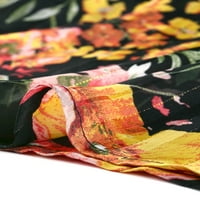 Jedinstvene ponude ženski cvjetni print v Neck polu -čista dugih rukava vezanje bluze za usjev