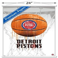 Zidni plakat Detroit Pistons - drip Basketball u drvenom magnetskom okviru, 22.37534