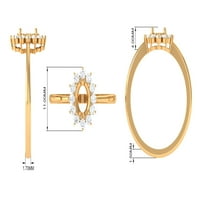 Oval stvoren plavi safirni prsten s dijamantnim haloom, princeza Diana inspirirana prsten, 14k bijelo zlato, američki