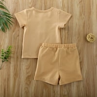 Fanvereka Outfit sets Boy Boys djevojčice Čvrsta boja majica kratkih rukava s hlačama s hlačama setovima za ljetne