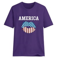 Ženske majice sa zastavom SAD-a bluze s printom slova modne ljetne majice majice kratkih rukava tunike Četvrtog