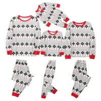 Topli Božićni komplet za roditelje i djecu tiskana kućna odjeća pidžama s dugim rukavima Okrugli vrat dječji dvodijelni