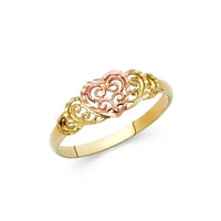 Masivni dvobojni prsten za godišnjicu vjenčanja u bijelom i žutom zlatu od 14 karata, veličine 6,5