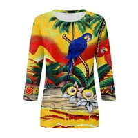 Ženski ljetni topovi, bluza s grafičkim printom, Ženske majice za plažu s okruglim vratom s modnim rukavima, pulover