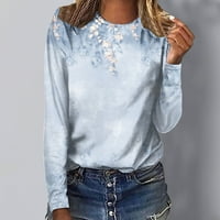Ženske majice s okruglim vratom s dugim rukavima Slatke košulje Ležerne modne majice s printom majica s puloverom