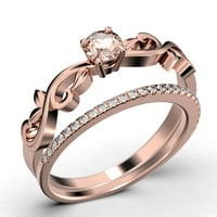 Art Nouvea Twisted 1. Karat okrugli rez morganit i dijamantski moissanit zaručnički prsten, vjenčani prsten za