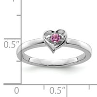 Stvoreni prsten od srca od srebra od ružičastog safira