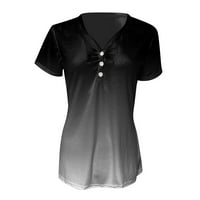 Tehničke Ženske majice, Ženske majice kratkih rukava, rebraste košulje s izrezom i gumbima u obliku slova u, ljetni