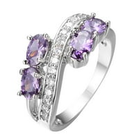Set pribora za žene tanki prsten Spinel svjetlucavi nakit za žene plavi nježni nakit prsten prsten ljubičasta