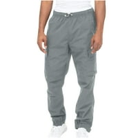 Muške ljetne teretne hlače otvorenih leđa široke muške obične Ležerne hlače s puno džepova za fitness na otvorenom