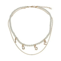 Ogrlice za žene Retro metalne višeslojne perle od riže Biserna ogrlica Ženski nakit kao poklon na blagajni