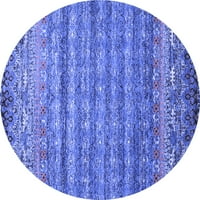 Moderni tepisi tvrtke A. M., koji se mogu prati u perilici, okrugli, apstraktno plavi, okrugli 4 inča