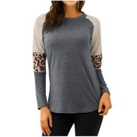 Ženske majice s dugim rukavima s leopard printom casual tunika košulje Na pruge s okruglim vratom Plus-size široke