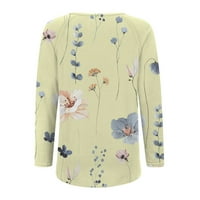 Modni topovi za žene s dugim rukavima i dekolteom u obliku slova u, bluza s cvjetnim printom, pulover, majice