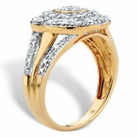 Palmbeach nakit Bijeli dijamantni dvostruki halo prsten u stilu TCW u čvrstom 10k žutom zlatu