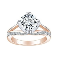 Zaručnički prsten od bijelog prirodnog dijamanta od 14 karata od punog ružičastog zlata, veličina prstena-9,5