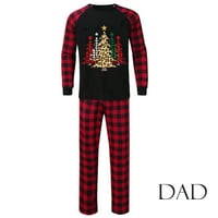 Božićni Muški Tata Karirana bluza s printom vrhovi + hlače obiteljska odjeća pidžama, crvena ah