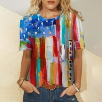 ; / Ženski Casual majice s kratkim rukavima s američkom zastavom majica s bluzom