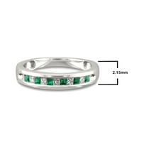 Zaručnički prsten od bijelog zlata od 14 karata s dijamantom izrezanim princezom i prirodnim smaragdom za žene