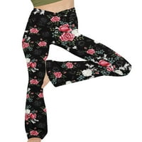 Ženske joga hlače s cvjetnim printom u donjem rublju, tajice za vježbanje, casual flare hlače visokog struka,