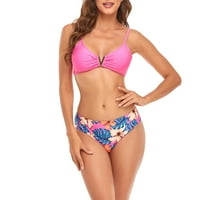 Tri seta bikinija za žene, komplet kupaćih kostima s cvjetnim printom, bikini s kravatom na leđima, bikini s dugim