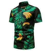 Muške košulje u A-listi, muške košulje, Muška majica kratkih rukava s kopčanjem na kopčanje s havajskim printom
